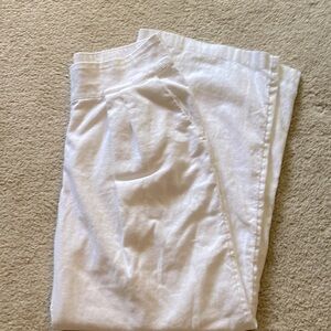 Abercrombie wide leg linen pant in white